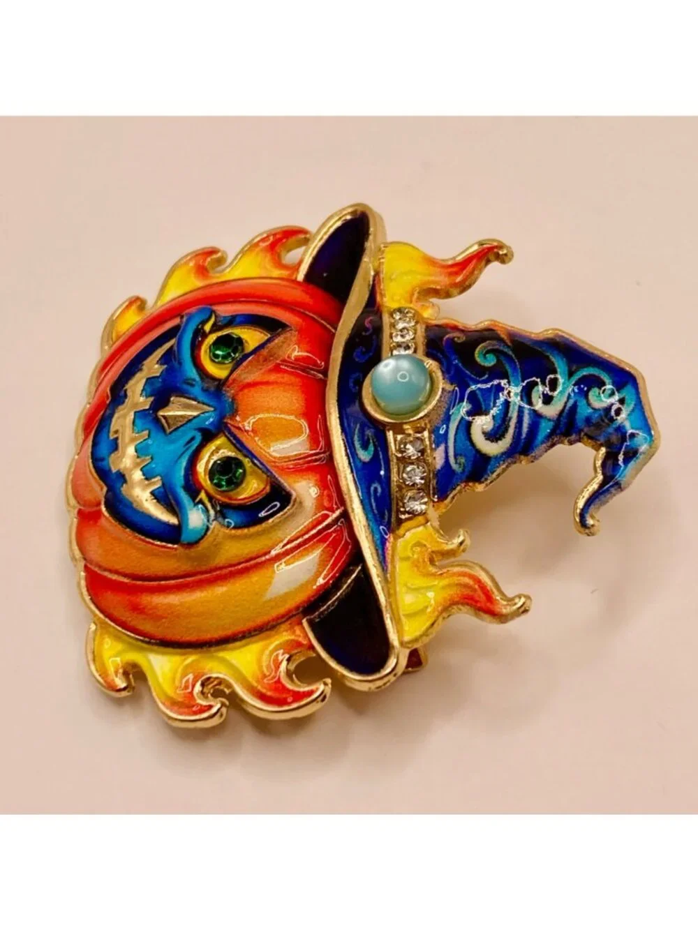 Halloween Jack-O-Lantern Witch Hat Enamel Brooch Pin -57B